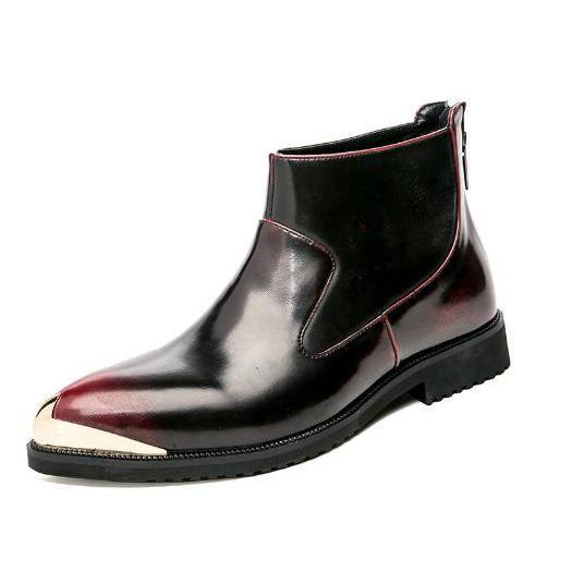 メンズ ビジネス PUレザー シューズ レッド 革靴 靴 カジュアル 屈曲性