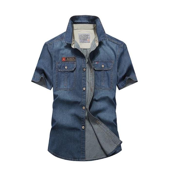 メンズ 半袖 デニム シャツ ブルー S-4XL 春秋【n190】 : NEOMALL