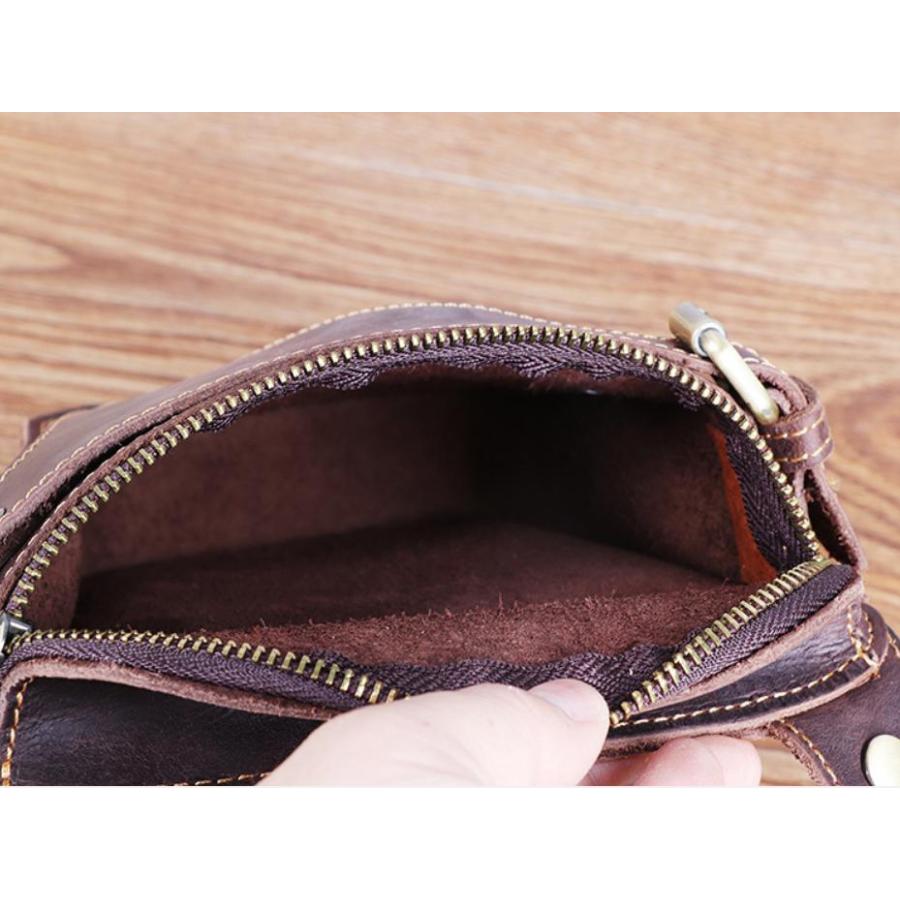 送料コミコミ☆ 2way ウェストポーチ 本革 ダークブラウン/ライト