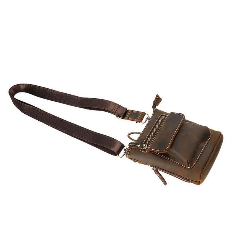 送料コミコミ☆ 3way ウェストポーチ 本革 ダークブラウン/ライト