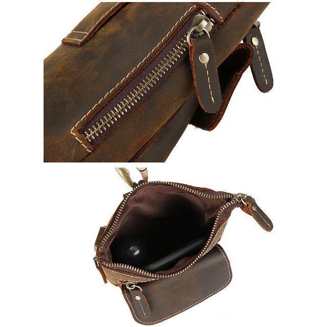 送料コミコミ☆ 3way ウェストポーチ 本革 ダークブラウン/ライトブラウン 牛革 ヒップバッグ ショルダーバッグ スマホ タバコ 【n228】 送料コミコミ☆ 3way ウェストポーチ 本革 ダークブラウン/ライト