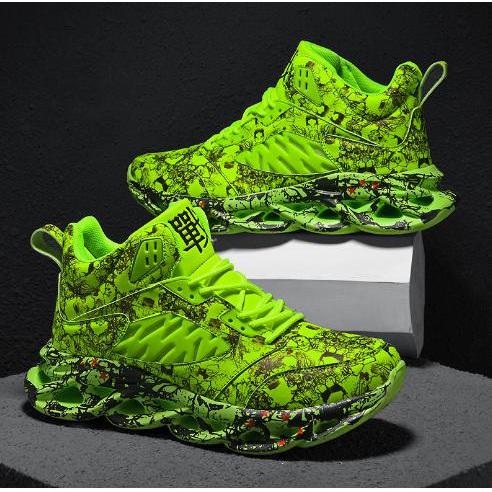 メンズ スニーカー グリーン 24.5cm〜29.0cm 靴 シューズ 防滑 通勤