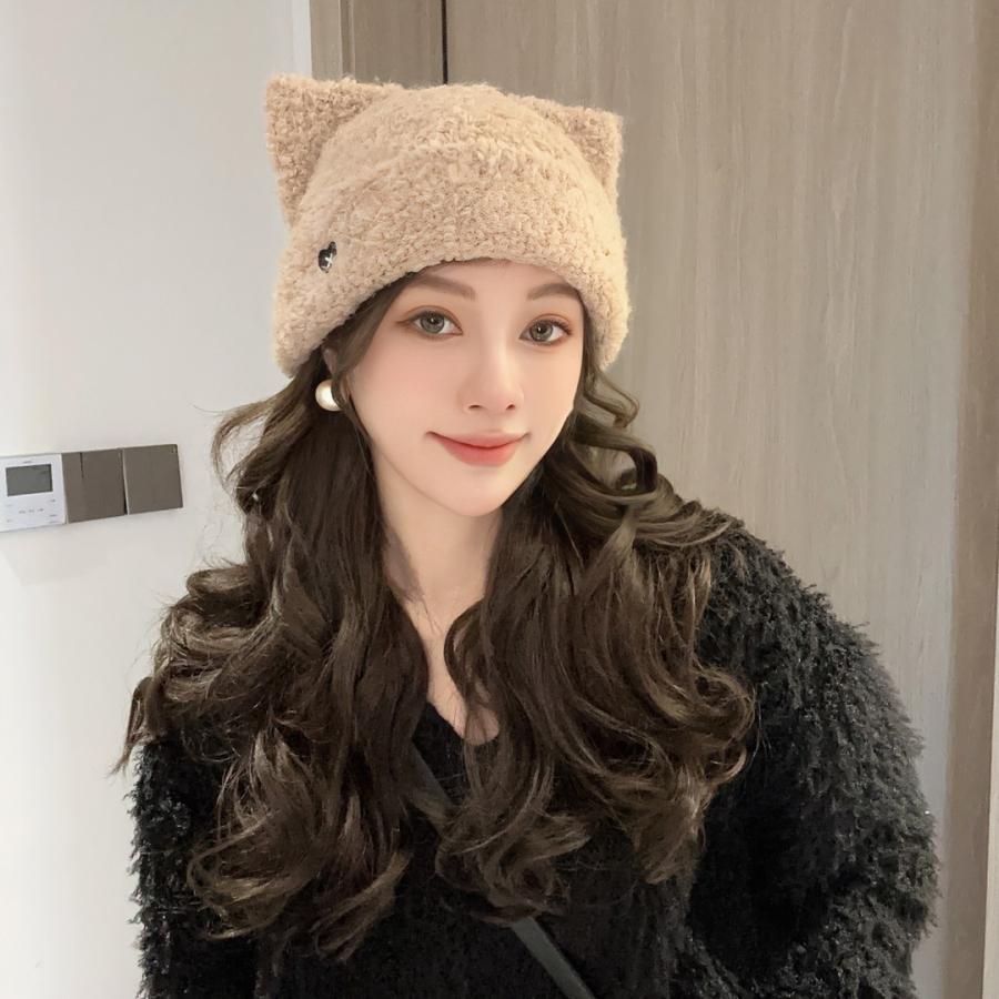 Amazon.co.jp: カシミヤ レディース ニット帽 ベージュ 女性 紫