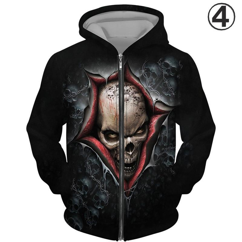 購入 【グラッドニュース】長袖パーカー ジップアップ ドクロ 骸骨 F