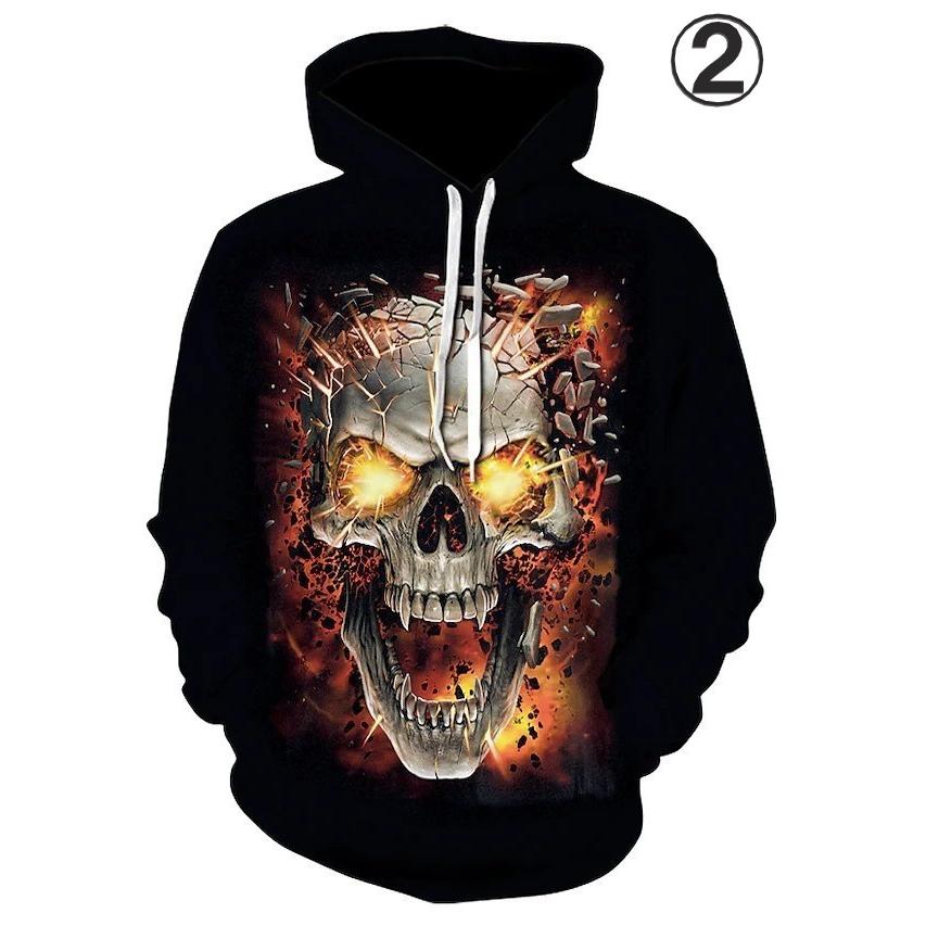 フード付き ドクロ パーカー アウター 防寒 髑髏 骸骨 ガイコツ 骨