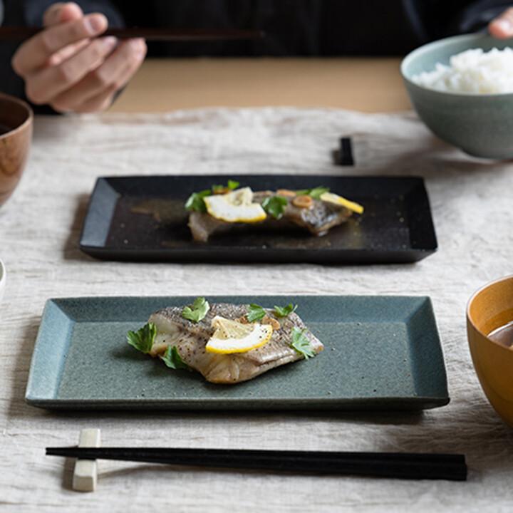 TEIBAN WARE 長皿 信楽焼 明山窯 長角皿 おしゃれ とび茶 明山 和