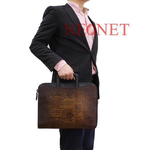 人気Berluti LIFT スクリットレザーブリーフケースカリグラフィー茶