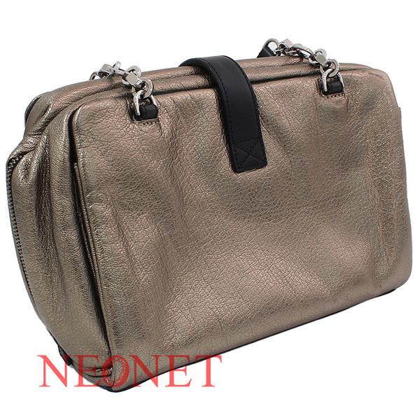ロエベ)LOEWE ゴールド レザー チェーン ハンドバッグ ゴールド 袋 