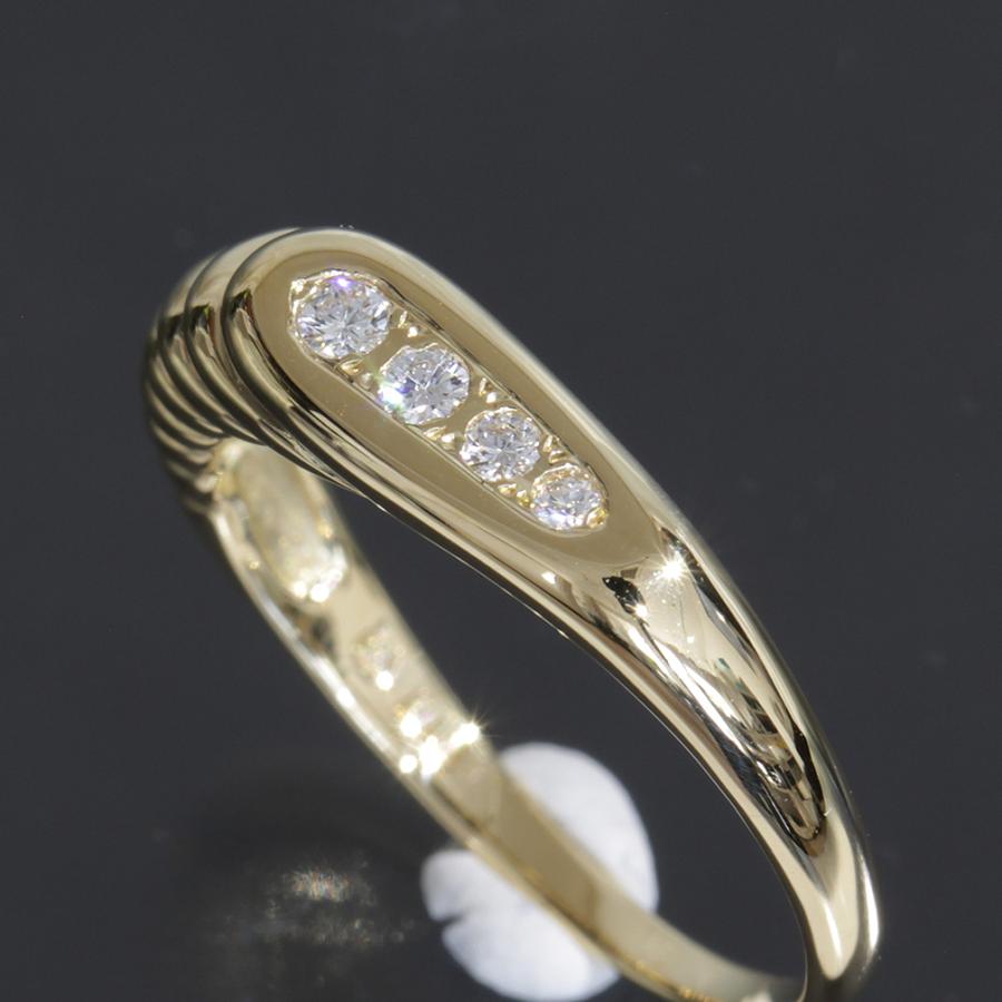 MIKIMOTO ミキモト ダイヤ4石 デザインリング 12号 K18YG 3.7g D8684