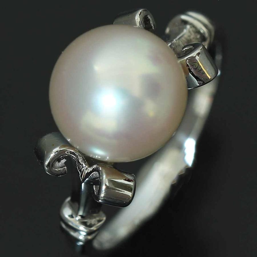 MIKIMOTO　K14 真珠　パール　リング ミキモト リング・指輪 パール 1P 直径約8mm ダイヤ 4P K14
