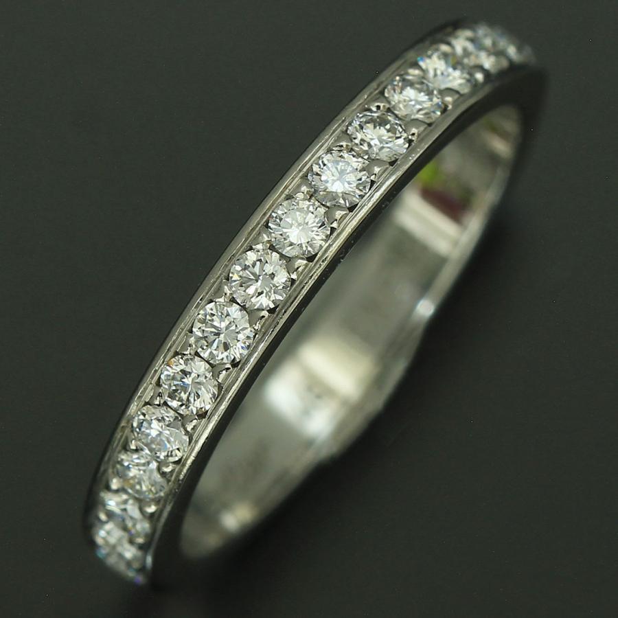 ブランドのギフト ハーフ カルティエ ダイヤモンド D9026 Pt950 6号 エタニティリング 指輪