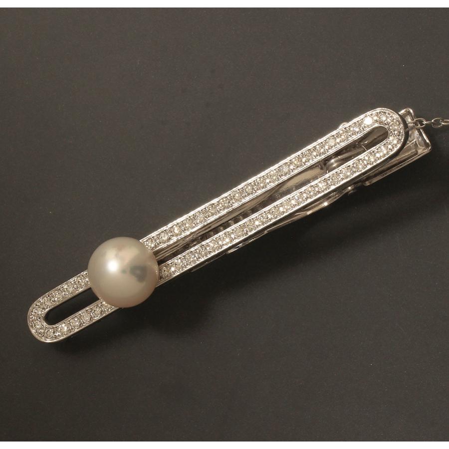 ミキモト アコヤパール タイピン K18WG ダイヤ0.44ct D9457-