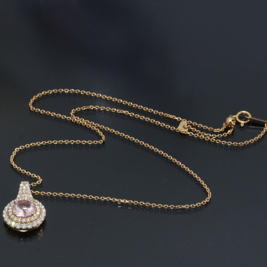モルガナイト1.7ct ダイヤ1ct ネックレス アジャスター付 K18PG 中古 