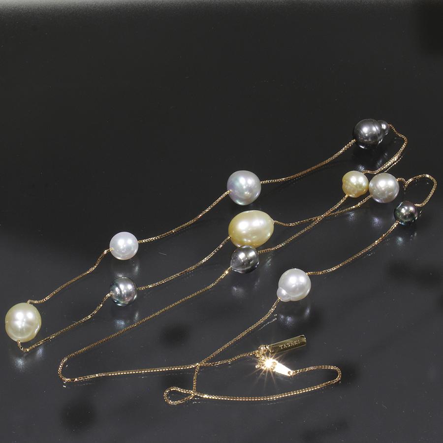 タサキ TASAKI マルチ パール11玉 ロングネックレス K18YG 箱付 現行品 