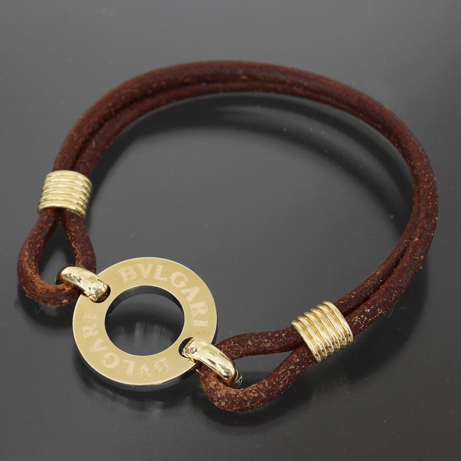 BVLGARI ブルガリ 革紐ブレスレット 750 ステンレス ブラウン BVLGARI ブルガリ 革紐ブレスレット 750 ステンレス ブラウン