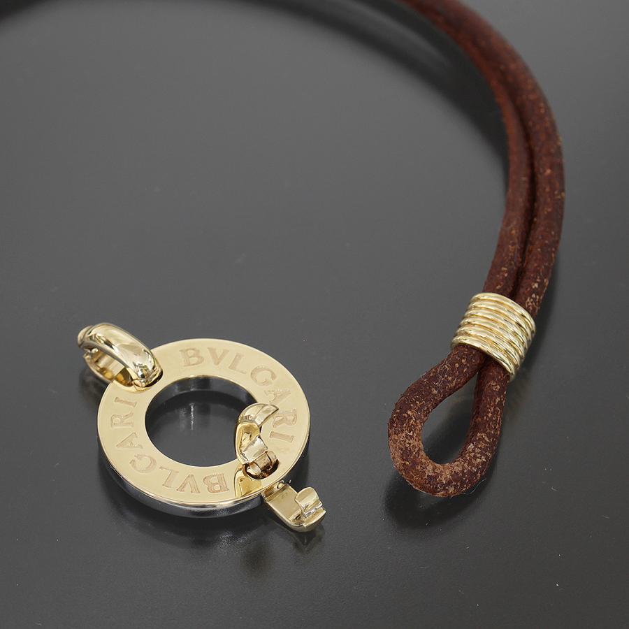 BVLGARI ブルガリ 革紐ブレスレット 750 ステンレス ブラウン BVLGARI ブルガリ 革紐ブレスレット 750 ステンレス ブラウン