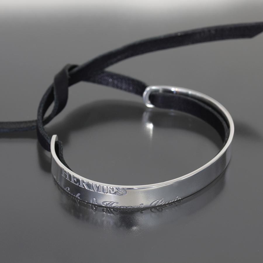 HERMES エルメス カルトゥーシュ 革ブレス バングル Ag925 箱 HERMES エルメス カルトゥーシュ 革ブレス バングル Ag925 箱