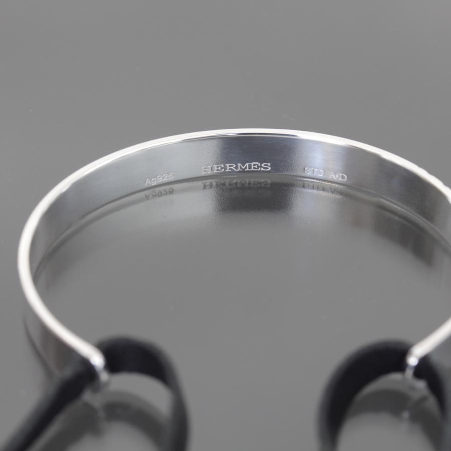HERMES エルメス カルトゥーシュ 革ブレス バングル Ag925 箱 HERMES エルメス カルトゥーシュ 革ブレス バングル Ag925 箱