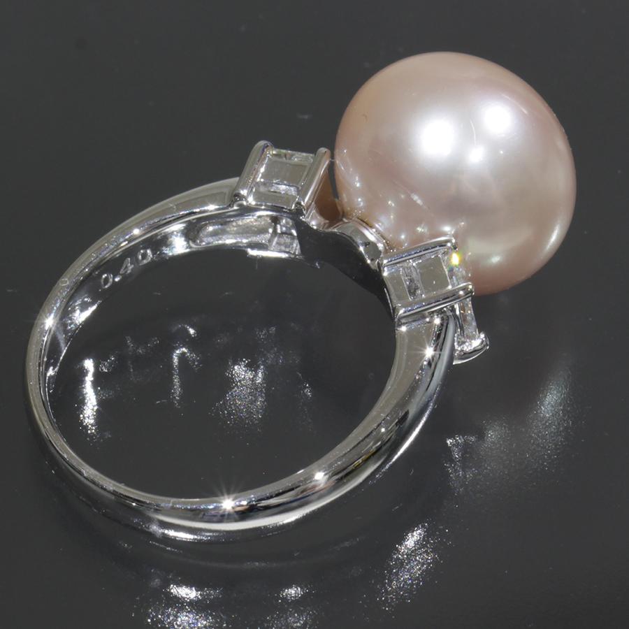 TASAKI タサキ 大粒淡水パール バケットダイヤ0.4ct リング K14WG  
