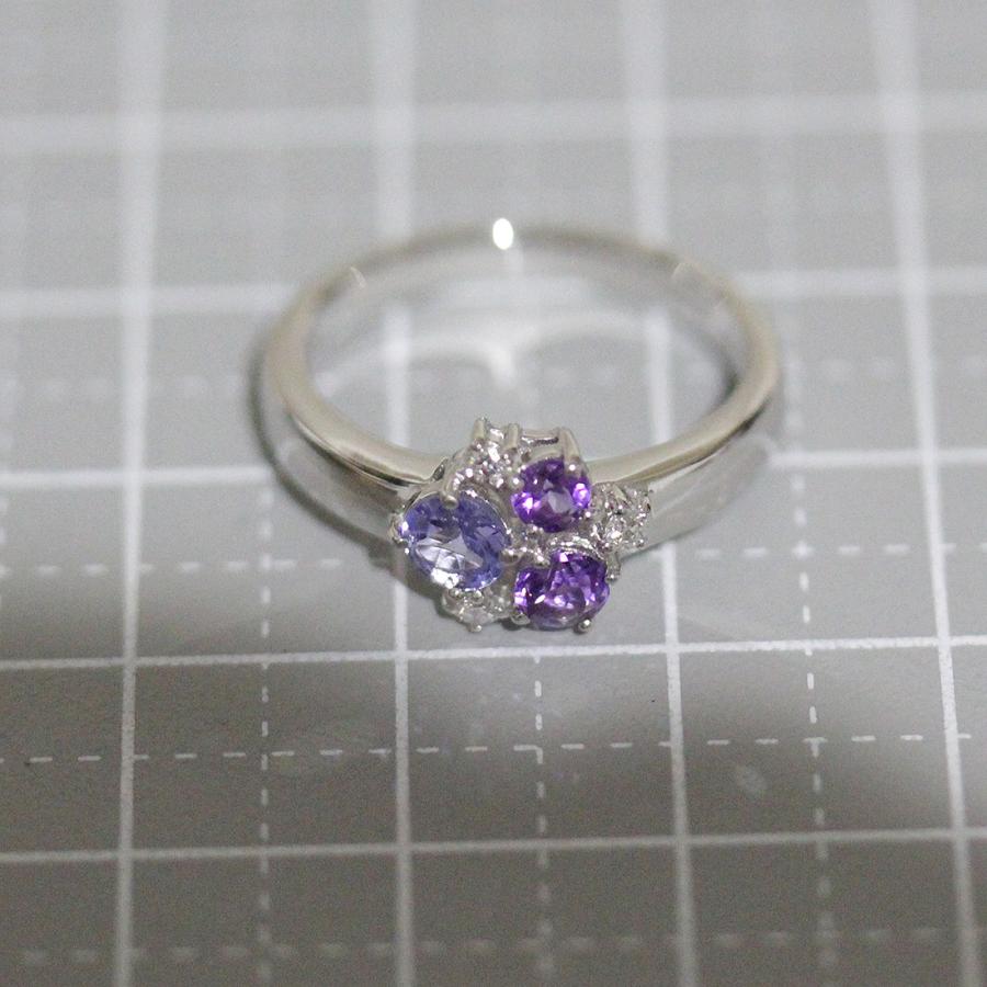 TASAKI タサキ アメジスト ダイヤ0.04ct リング 11号 K18WG E0719