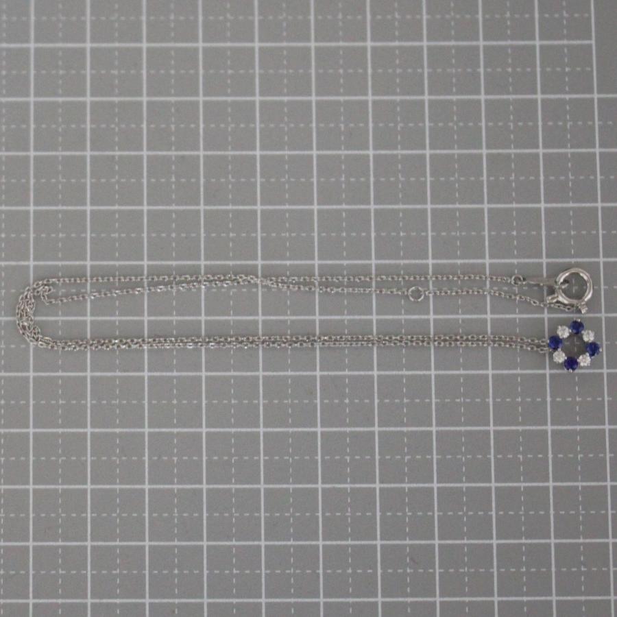 ミキモト MIKIMOTO サファイア ダイヤ ネックレス 43cm K18WG 2.7g