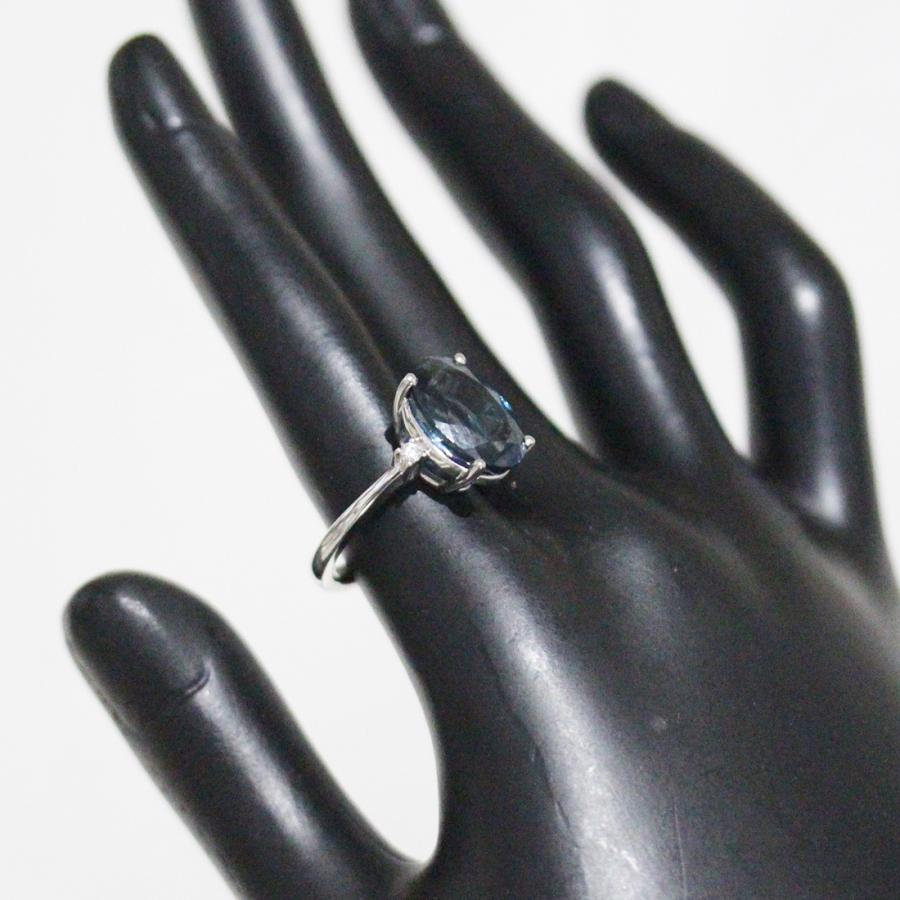 GSTV ジーエスティーブイ 青色石6ct ダイヤ0.06ctリング 13号 PT950  