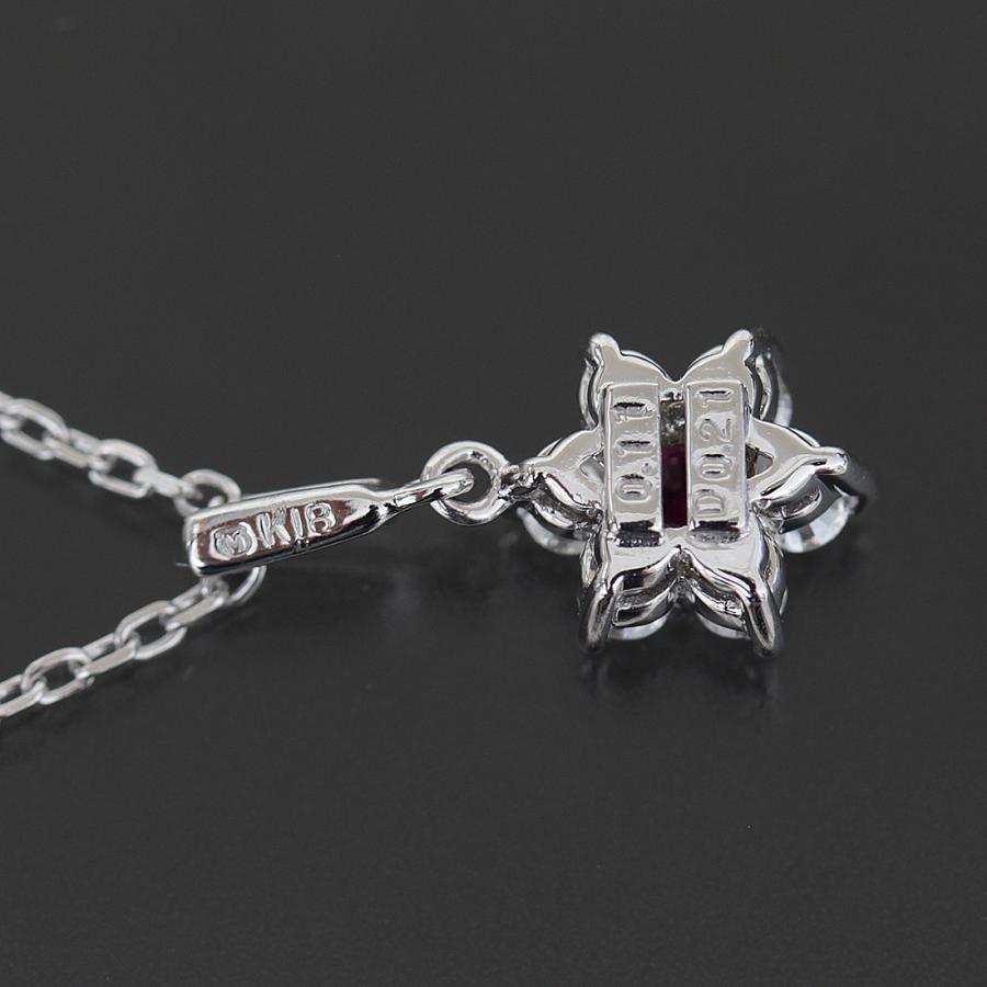 ミキモト MIKIMOTO ルビー0.11ct ダイヤ0.21ct ネックレス K18WG E1167
