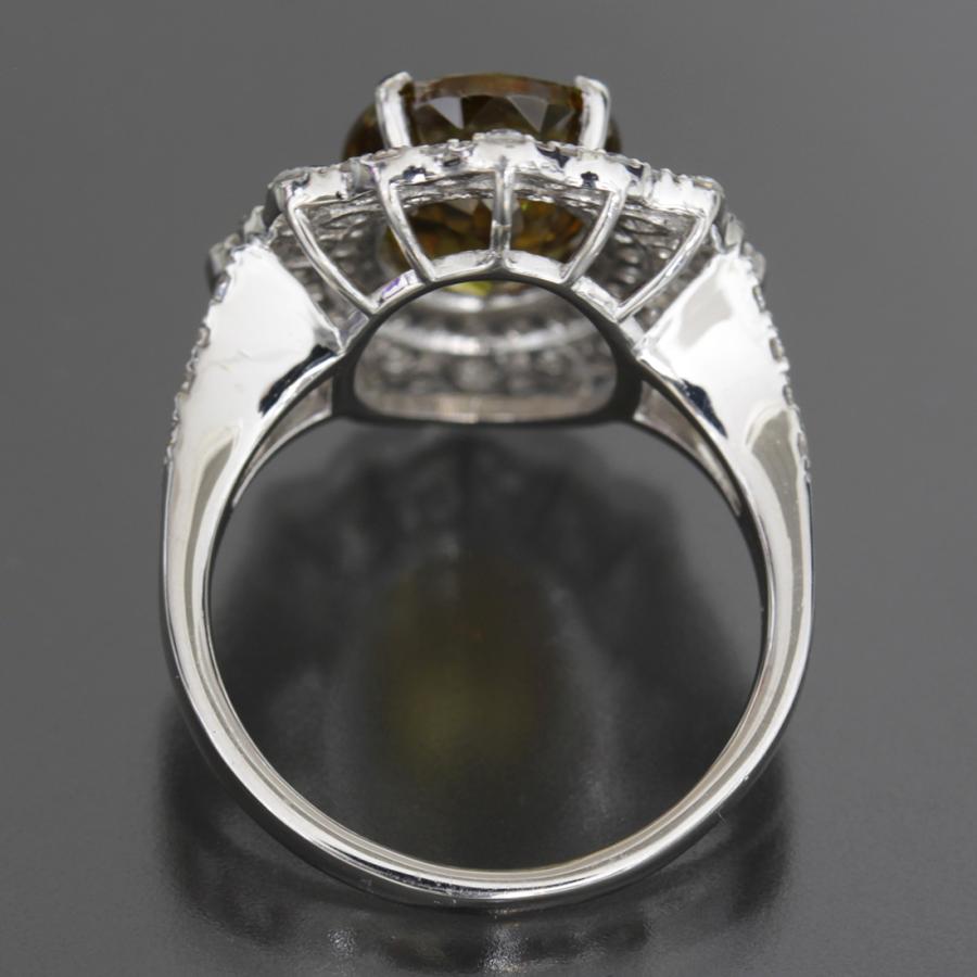 極上 スフェーン4.23ct メレダイヤ計1ct リング PT950 11号 レディース  