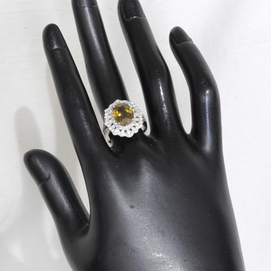 極上 スフェーン4.23ct メレダイヤ計1ct リング PT950 11号 レディース  