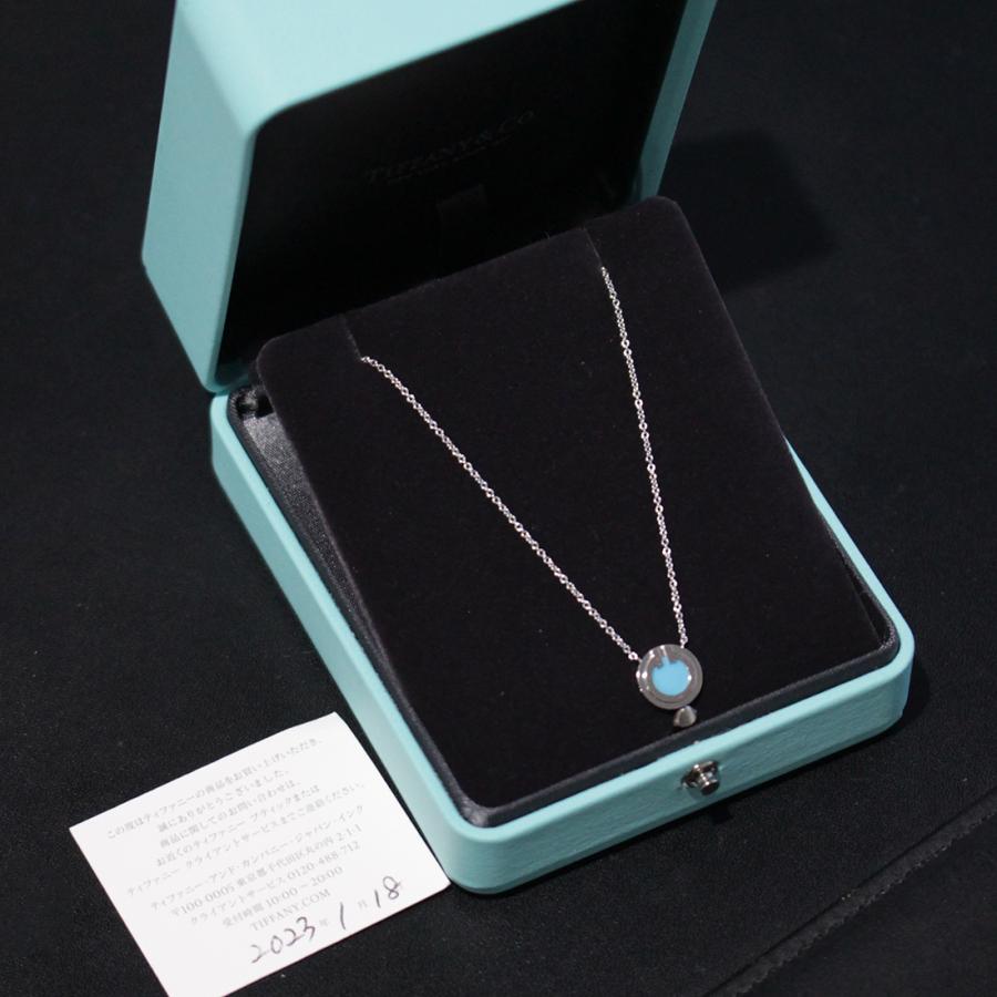 Tiffany T ティファニー TWO ネックレス ターコイズ K18WG トルコ石 内 