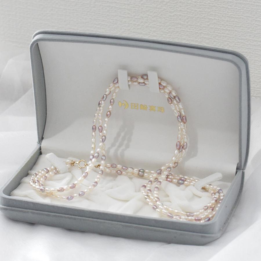 TASAKI（タサキ） 3連セミラウンドパールネックレス K18YG 箱 淡水