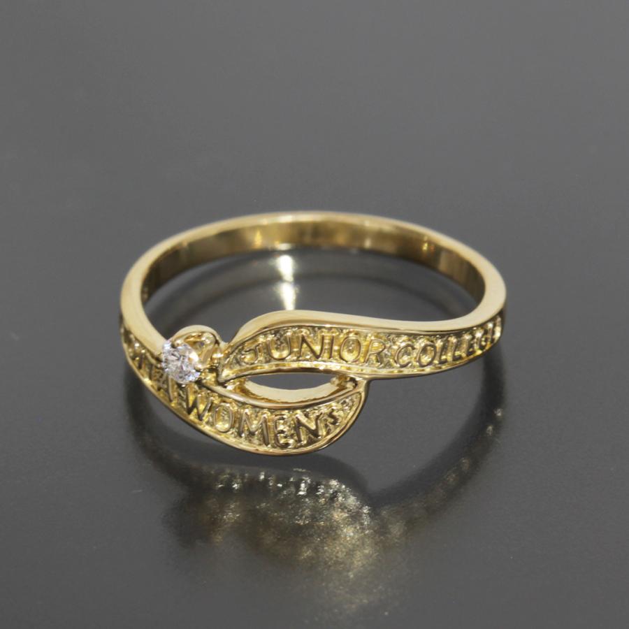 MIKIMOTO ミキモト 1P ダイヤ カレッジリング 8号 K18YG 2g E1268  