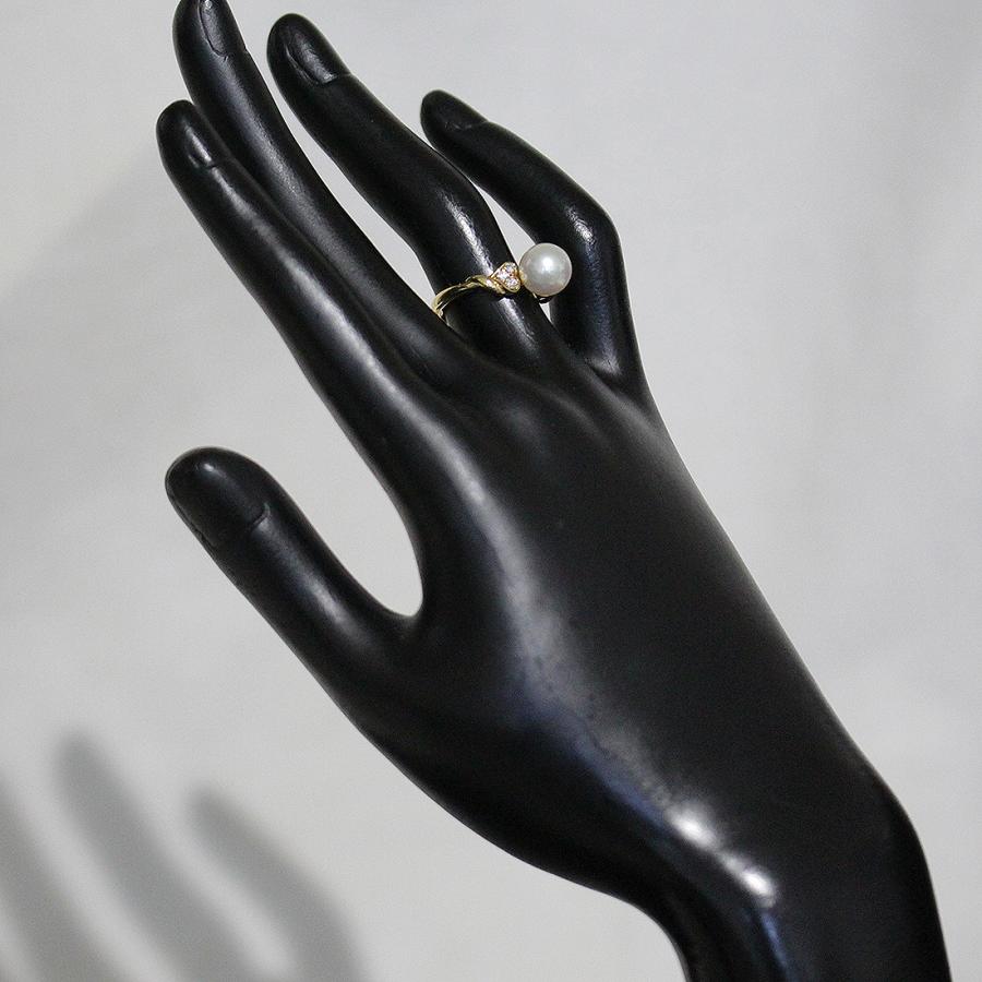 銀座和光 アコヤパール ダイヤ0.12ct リング 10号 K18YG 銀座和光 アコヤパール8.4mm ダイヤ0.12ct リング 10号 K18YG E1282