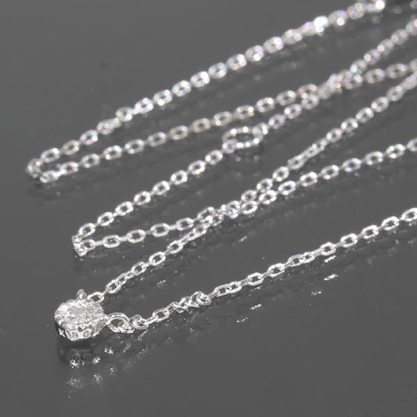 SJX エスジェイエックス 1粒ダイヤ0.03ct ネックレス K18WG レディース
