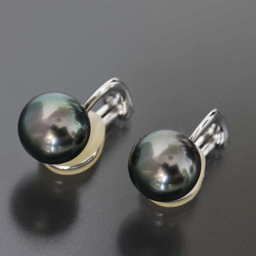 MIKIMOTO ミキモト 黒蝶パール9.5mm玉 イヤリング K18WG 5.6g 