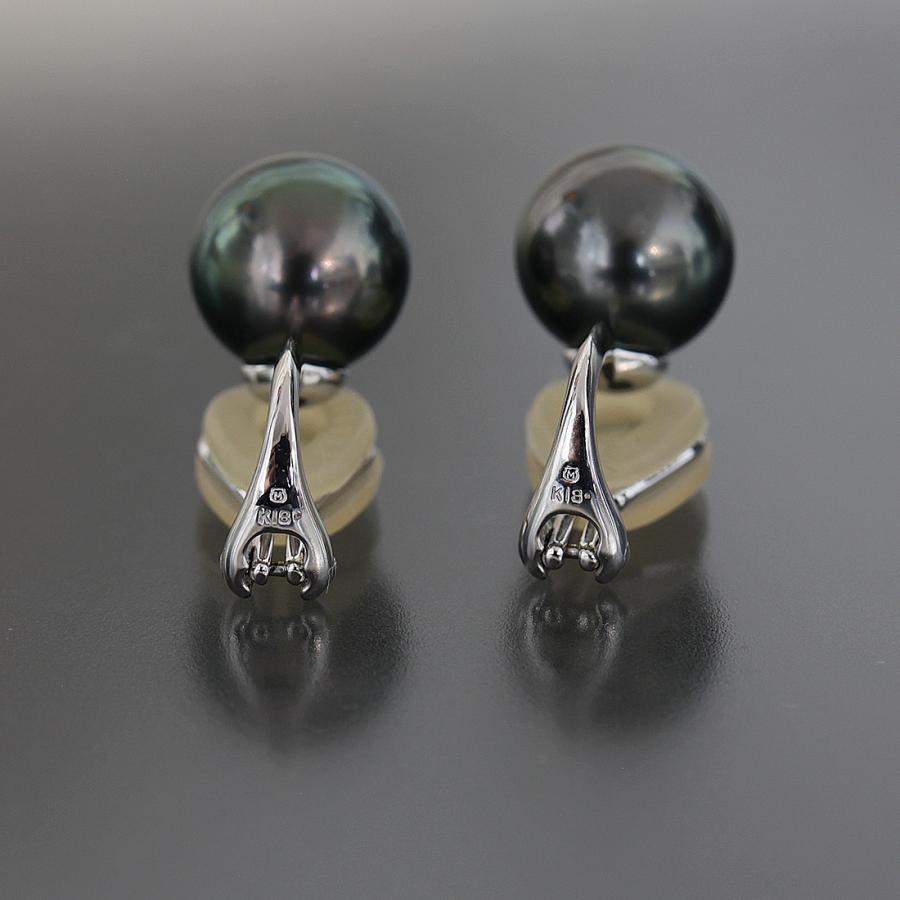 MIKIMOTO ミキモト 黒蝶パール9.5mm玉 イヤリング K18WG 5.6g 
