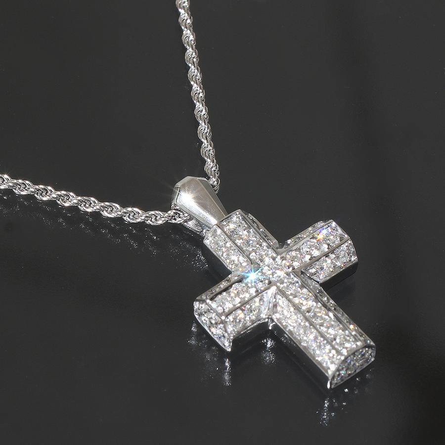 DAMIANI ダミアーニ クロス ダイヤ ネックレス Au750 K18WG レディース 