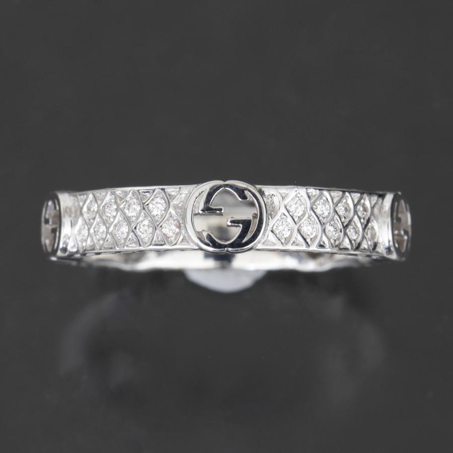 GUCCI（グッチ） インターロッキング フルダイヤ リング 19号 5g K18WG