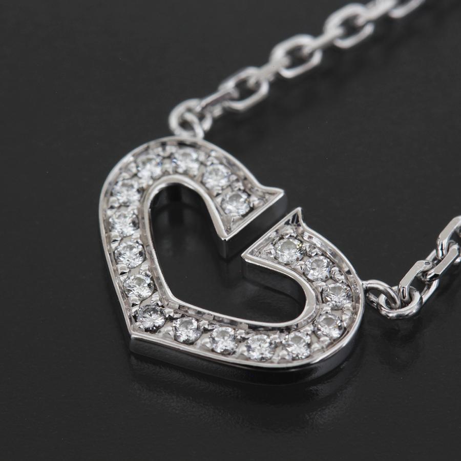 カルティエハート ネックレス 750 K18WG Cartier カルティエ 新品同様 Cハート ダイヤ ネックレス 750