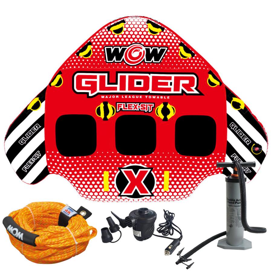 トーイングチューブ WOW/ワオ 3人乗り グライダー 4点セット バナナボート