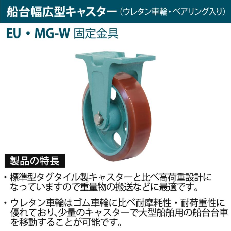 船台キャスター 自在式 ベアリング入り ウレタンゴムタイヤ EU-MG-W 200×50 岡本工機 幅広型 鋳物 タグタイル タイヤ マリン マリーナ 船 ボート_1