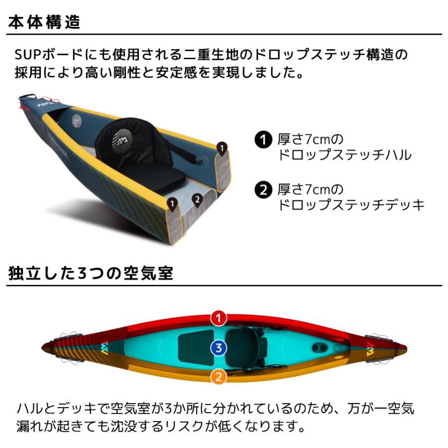 KAYAK インフレータブルカヤック AQUA MARINA アクアマリーナ Tomahawk AIR-K 375 トマホーク AIR-K375-A 1人乗りの画像
