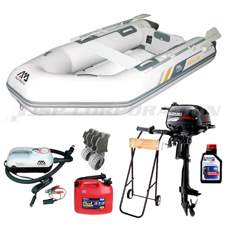 ゴムボート 釣り Aqua Marina アクアマリーナ Deluxe デラックス300 4人乗り アルミフロア Fセット スズキ 2馬力 船外機 Archangelbrow Com