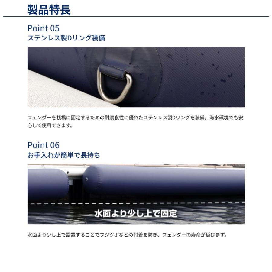 ボートフェンダー 桟橋用フェンダー HANT(ハント) ドックバンパー DOCK BUMPER 1.5m バース常設型 エアフェンダー インフレータブルフェンダー ボート 船 | HANT(アウトドア) | 04