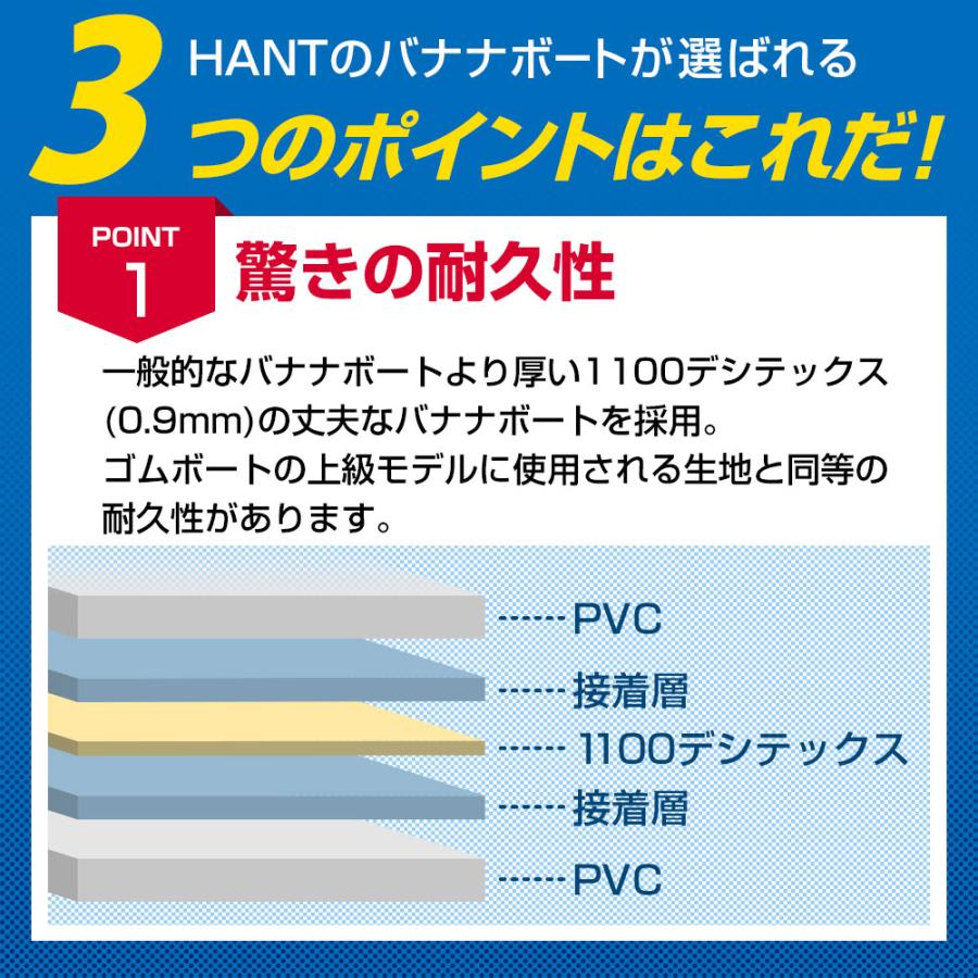 HANT（ハント） バナナボート 8人乗り 2点セット ロープ付 2列