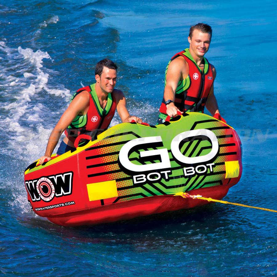 トーイングチューブ WOW/ワオ  2人乗り ゴーボット 4点セットロープ+ハンドポンプ+電動ポンプ付 バナナボートの画像