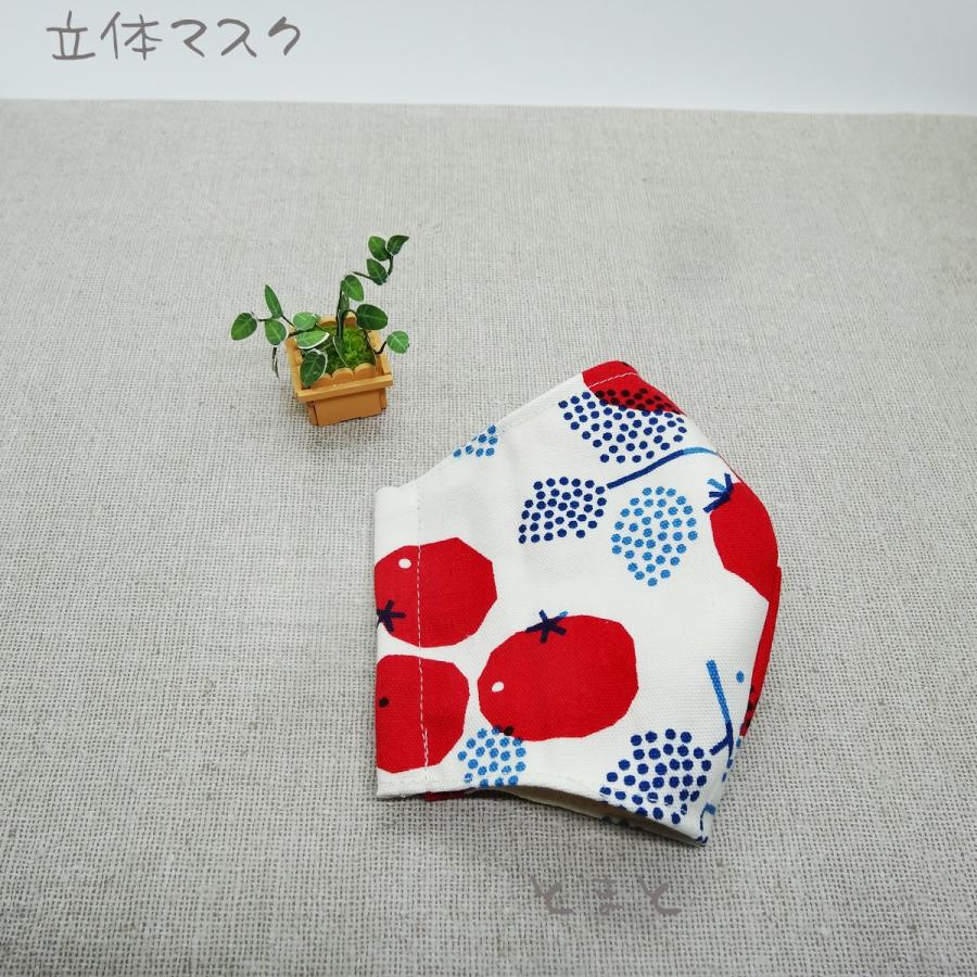 【マスク＆お弁当袋】大人用 ハンドメイド 立体 ガーゼ とまと 紺 かわいい 柄 巾着｜neoselect-store｜05