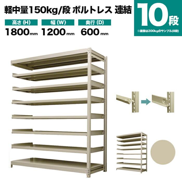スチールラック 業務用 高さ180 幅120 奥行60cm 10段 150kg/段(ボルトレス) 連結 重量(72kg)_1