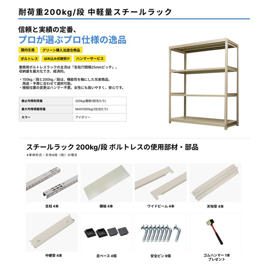スチール写真仕合わせ 御勤め用 高さ210 幅180 奥ふかさ30糎 2段 200kg/段(雄螺旋受け答え) 単体 掛け目(37kg)