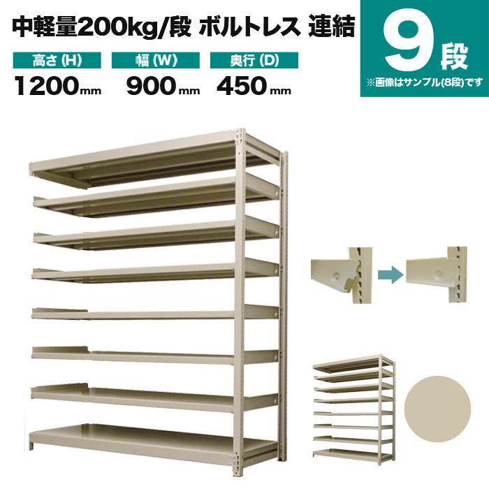 スチールラック 業務用 高さ120 幅90 奥行45cm 9段 200kg/段(ボルトレス) 連結 重量(54kg)｜neosteel｜02